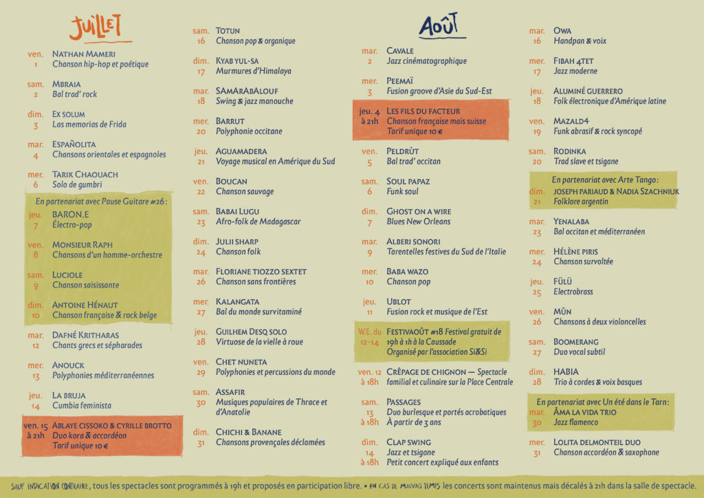 Programme de la saison culturelle Café Plùm