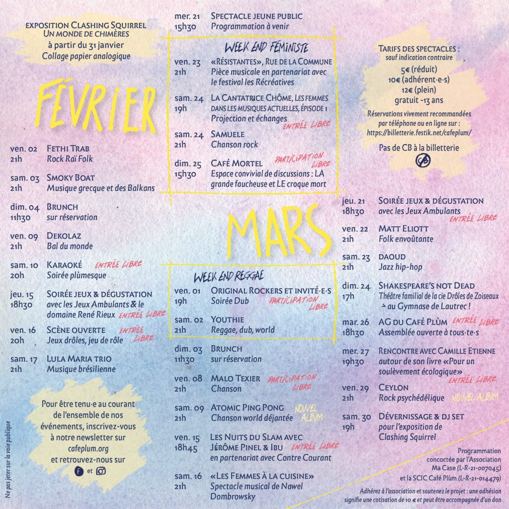 PROGRAMME DE LA SAISON CULTURELLE Café Plùm